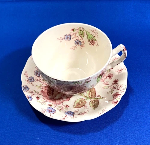 Vintage Johnson Brothers Rose Chintz Tea Cup And Saucer Made in England