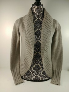 Womens-Gray-Cardigan-Sweater-Size-2-4-Knit-Long-Sleeve