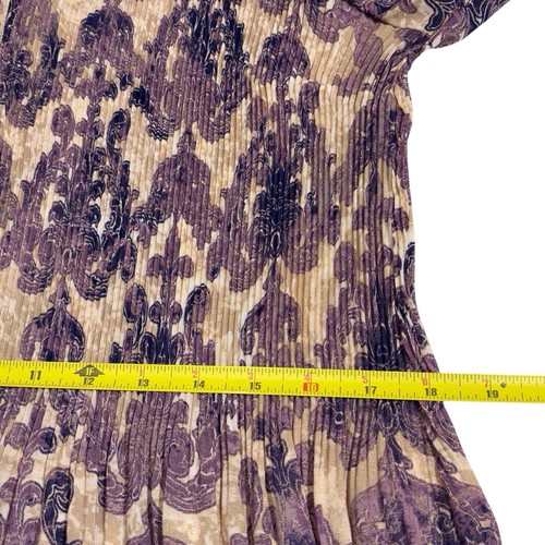 Catherines Tunic Top Womens 1X 18/20W Purple Tan Stretch Crinkle Pleated NWT - Picture 8 of 12