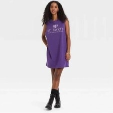 Isaac Morris Womens XS Purple St. Barts Graphic Sleeveless T Shirt Dress Casual