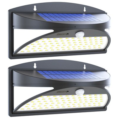 Luces de Seguridad de Instalacion F/ácil con Cable 16,4 Feet// 5 m con Panel Solar 2 Luces Solares Exterior Luz de L/ámpara Impermeable de 100 LED de Pared de Inducci/ón de Cuerpo Humano