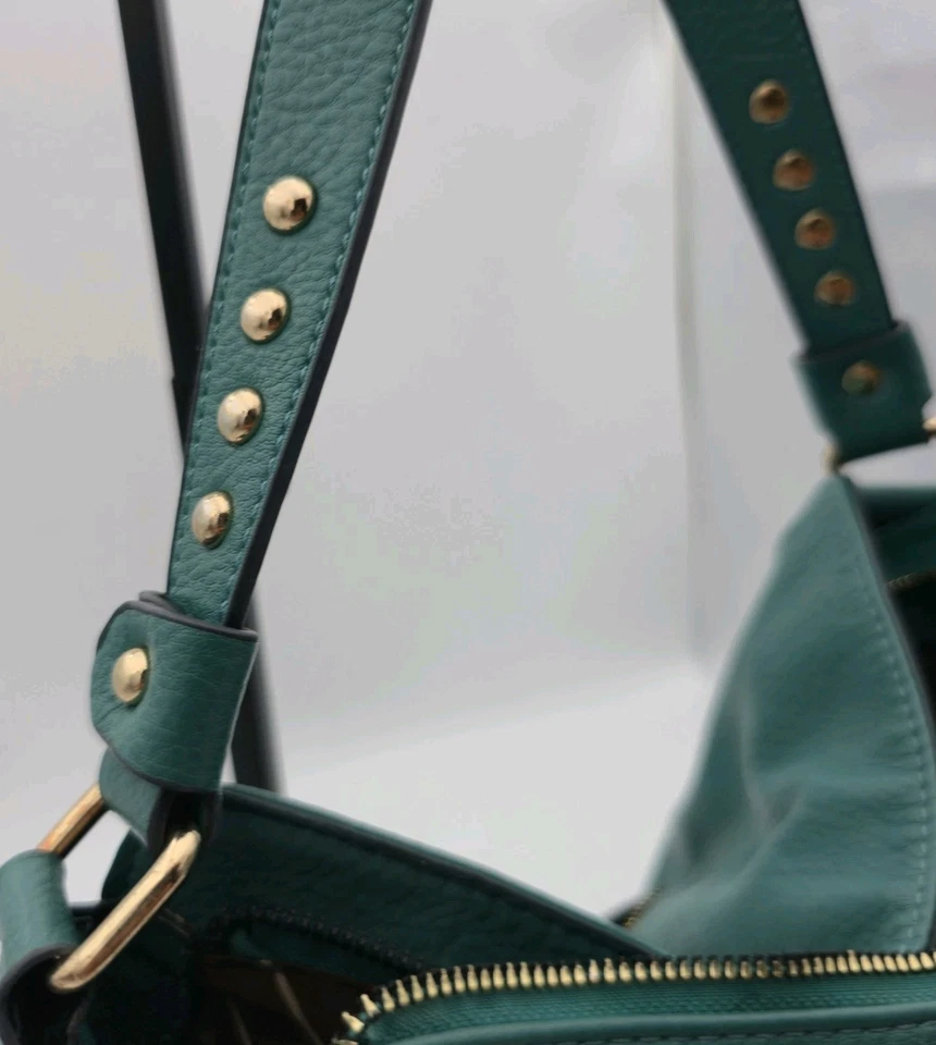 Женская сумка-хобо Montana West сине-зеленая веганская кожа скрытое ношение бирюзовое золото с заклепками - Изображение 4 из 4