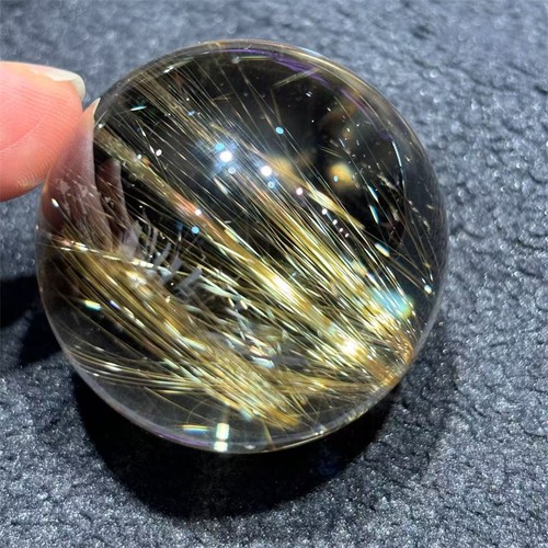 Bola de cristal de curación de cuarzo rutilado de oro transparente natural superior de 40,3 mm - Imagen 10 de 11