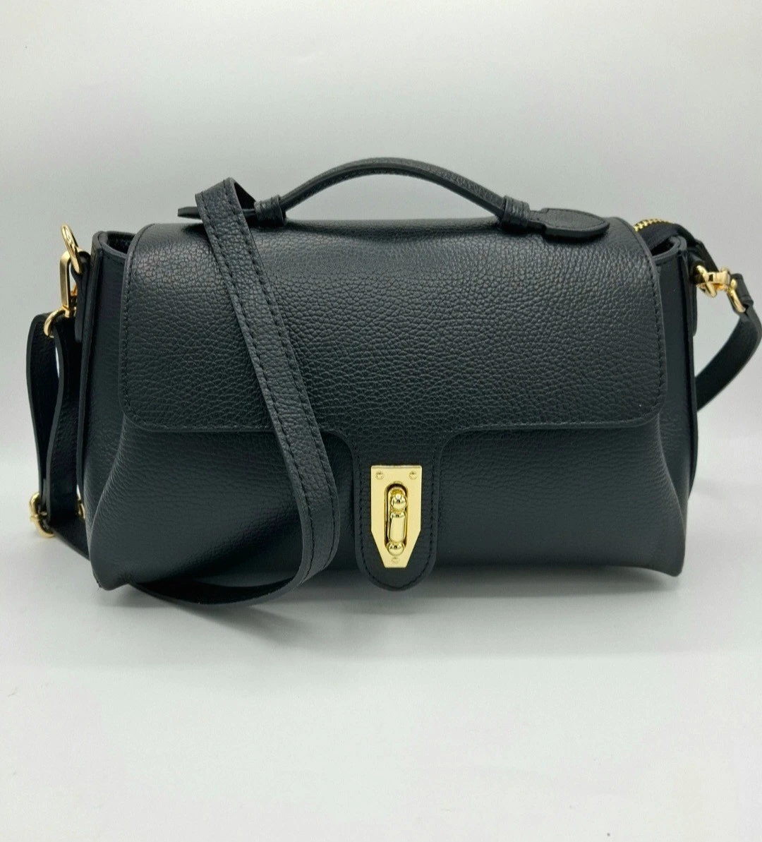 Modarno Borsa Donna in Vera Pelle con manici in vero bambù Made in Italy