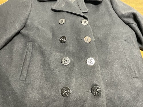 Vintage Schott NYC US 740N Pea Jacket Coat Naval 44 Wool Black Made In USA - Picture 3 of 16