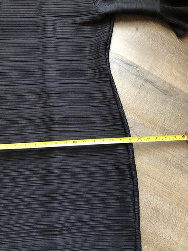Shoshanna black ribbed dress size 4 bell ruffle sleeve designer cocktail stretch - Picture 8 of 10