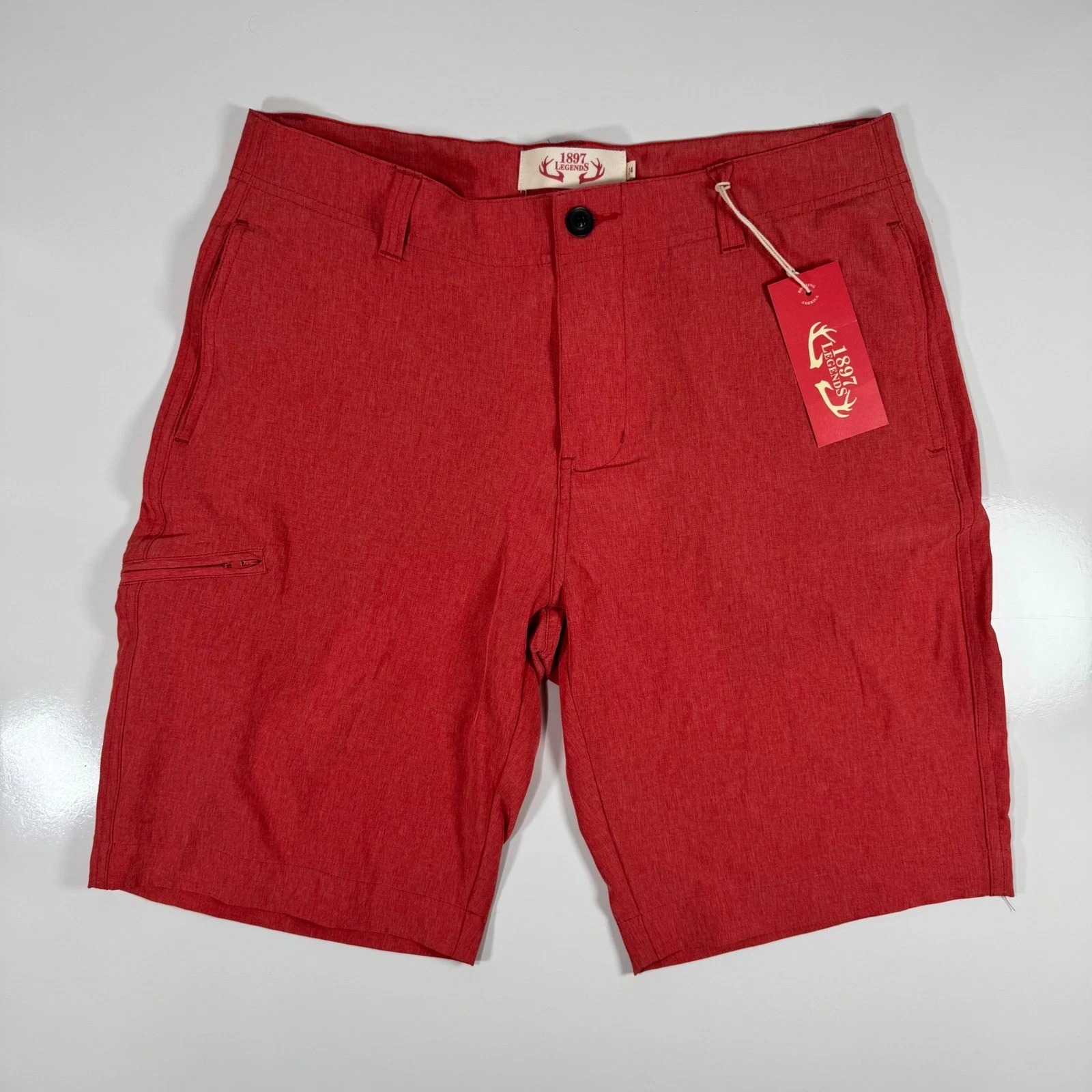 1897 Reserve Collection Hybrid Shorts Cargo Pockets Red Size 34 NWT