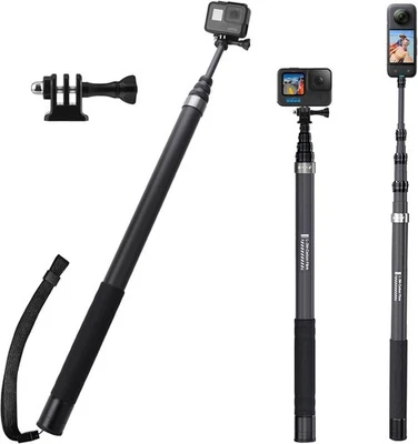 WISETEN 3M/300cm Unsichtbarer Selfie Stick für Insta 360 X5 X4 X3, Kohlefaser Selfie
