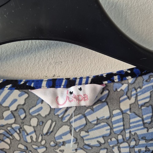 Ladies Top Size 18 Julipa Blue Black Stretch Jersey Cowl Neck Smart Day Party - Picture 6 of 9