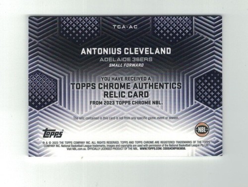 ANTONIUS CLEVELAND 2022-23 Topps NBL Chrome JUMBO GAME USED JERSEY Australia - Picture 2 of 2