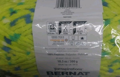 Yarnspirations Bernat Baby Blanket Yarn Super Bulky ZING DOT (2) Skeins 220 yds - Picture 5 of 5