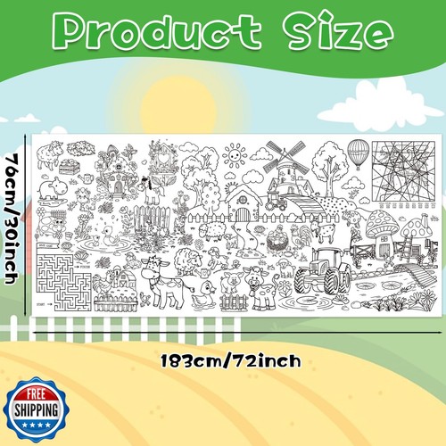 Bauernhoftier riesiges Ausmalposter, 72 x 30 cm groß Bauernhof Thema Ausmalbilder  - Bild 2 von 5