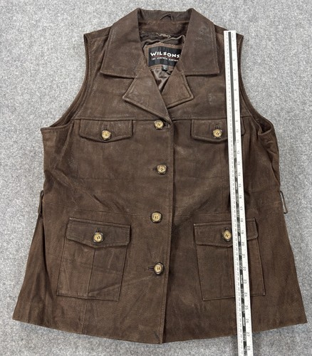 Chaleco de cuero marrón Wilsons The Leather Experts para hombre bolsillos XL - Imagen 7 de 7