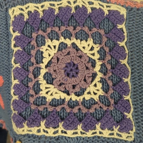 Suéter vintage tejido a mano de hiedra abuela azul detalles de ganchillo Cottagecore - Imagen 6 de 9