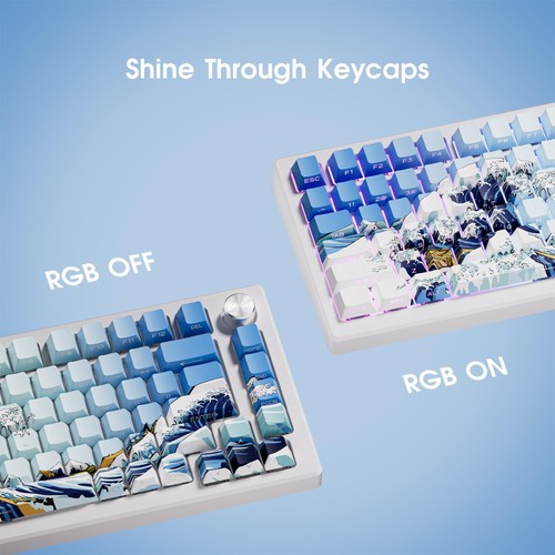 XVX Shine Through Keycaps, Side Print PBT Keycaps 75 Percent Dye Sub, 131 Key... - Picture 2 of 6
