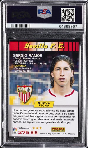 2004 PANINI SPORTS MEGA CRACKS #275 SERGIO RAMOS PSA 8 - Picture 2 of 2