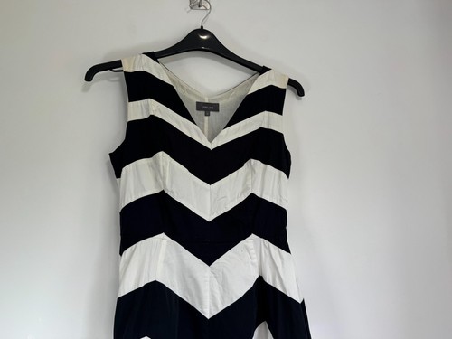 M&S Pur Una Kleid Gr. 10 schwarz weiß gefüttert Baumwolle ärmellos gefüttert Midi Sommer - Bild 2 von 7