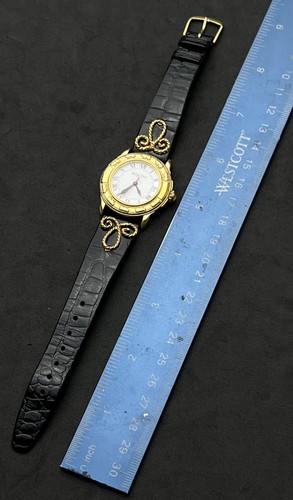 Vintage MICHEL JORDI Geneve Women’s 35mm Quartz Watch Date Gold Case White Dial - Picture 13 of 13