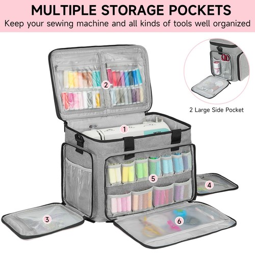 Sewing Machine Carrying Case Bag Compatible for Most Standard Singer,Brother,... - Picture 4 of 8