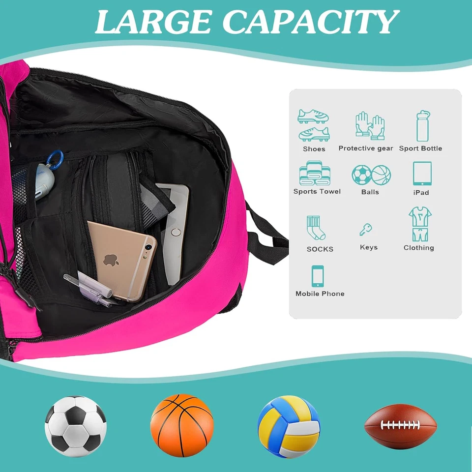 Mochila para Pelotas de Fútbol Juvenil, Bolsa de Deportes con Soporte para Pelotas y Compartimento para Zapatos, para  Foto 4 de 4