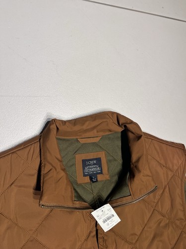 J Crew Vest Men’s Large Brown Quilted Walker Lined Sleeveless Full Zip Jacket - Picture 5 of 9