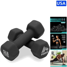 Portable 5 lb Neoprene Dumbbells with Hex Shape - Ideal for Strength Training