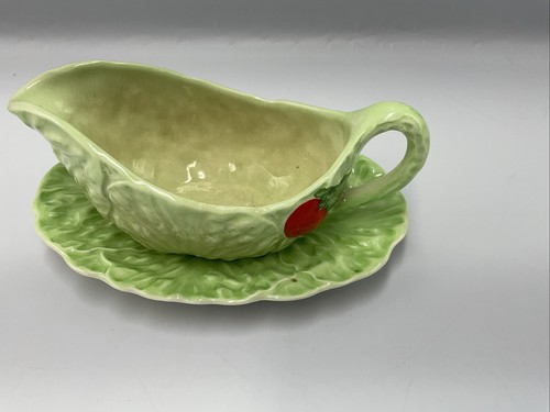 Jarra/barco de salsa de tomate y lechuga verde Carlton Ware vintage con soporte - Imagen 3 de 19