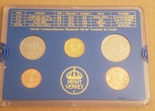 SWEDEN 2002 - 5 COIN UNCIRCULATED MINT SET KRONA INC. 750 AR STOCKHOLM MEDAL