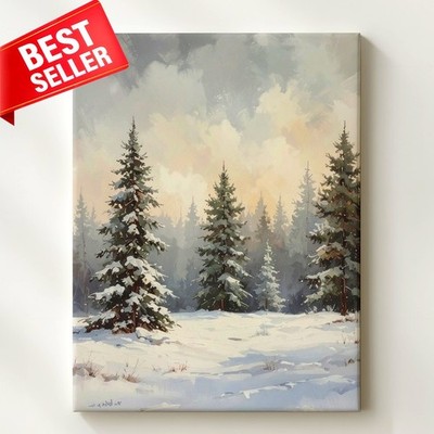 Canvas Winter Covered Evergreens Serenity Some Moments Soft Atmospheric Wall Art