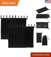Luxurious Black Velvet Pouches: 12 Pack Drawstring Bags for Sunglasses  Jewelry
