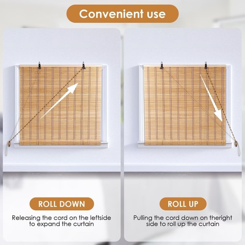 Bamboo Blinds for Interior Windows, Easy to Install Bamboo Shades for Indoor ... - Picture 4 of 6