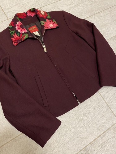 Kenzo Jungle Vintage Floral Collar Wool Zip Made in France Coat - Picture 4 of 12
