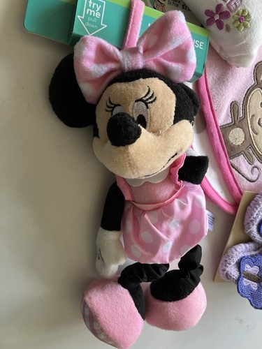 Lot Baby Bodysuits, Minnie Stroller toy, socks and booties, Bibs all NWT! - Picture 2 of 6