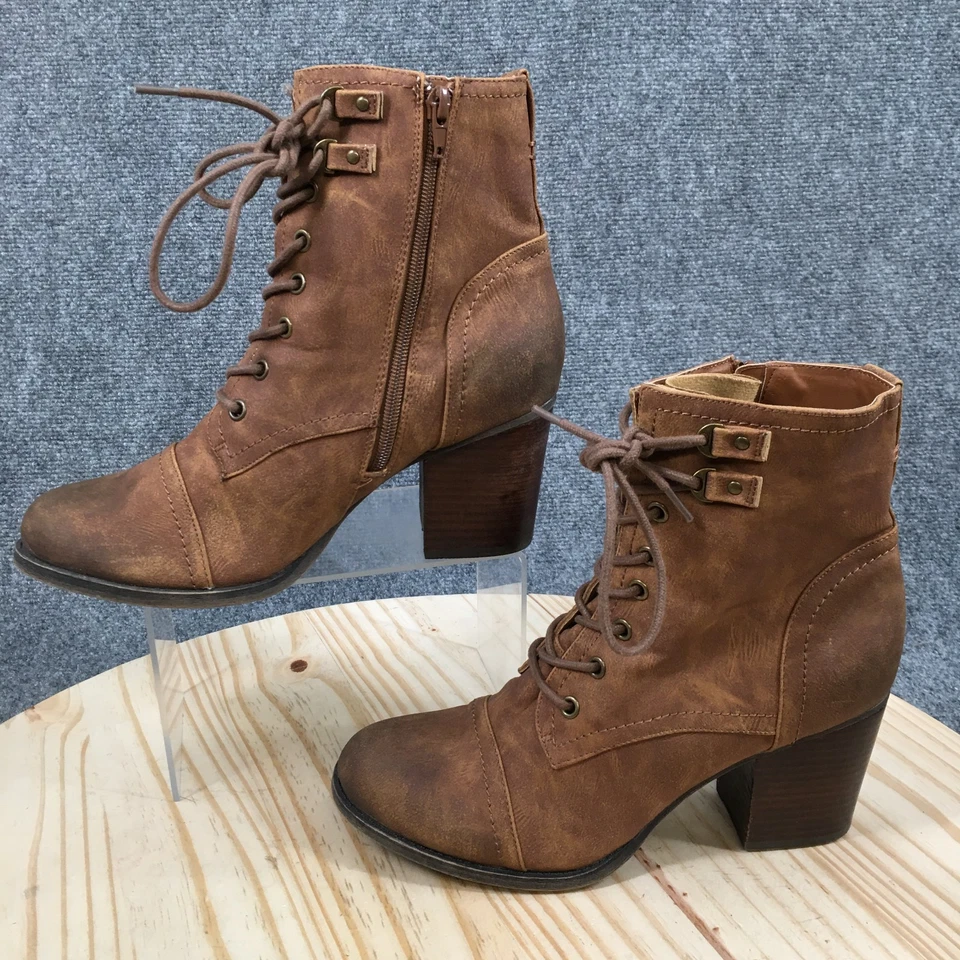 Botas de senderismo Madden Girl para mujer 10 M Westmont marrón con cordones tacones cremallera lateral Foto 2 de 4
