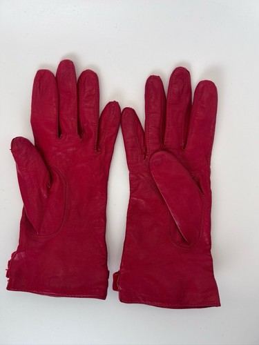 Coach rot verzierte Handschuhe 100% Leder Seidenfutter - Bild 4 von 12