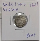 1861-P Philadelphia Seated Liberty Silver 1/2 Half Dime Bent