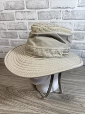 Tilley Organic Airflo Hat Mens 7 1/4 Khaki Mesh Wide Brim Safari Fishing Hat