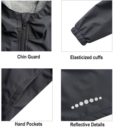 Boys Rain Jackets Waterproof Hooded fleece Raincoats Lightweight Windbreakers... - Picture 5 of 6