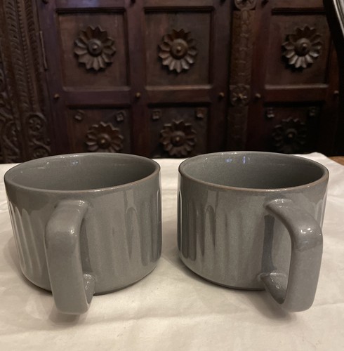 Herz und Hand Magnoliengrau Gerippt Steinzeug Latte Kaffeetassen - 2er Set - Bild 5 von 6