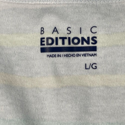 Basic Editions Top Womens Large Blue Multicolor Stripe V-neck Tee Kmart Tags - Picture 7 of 11