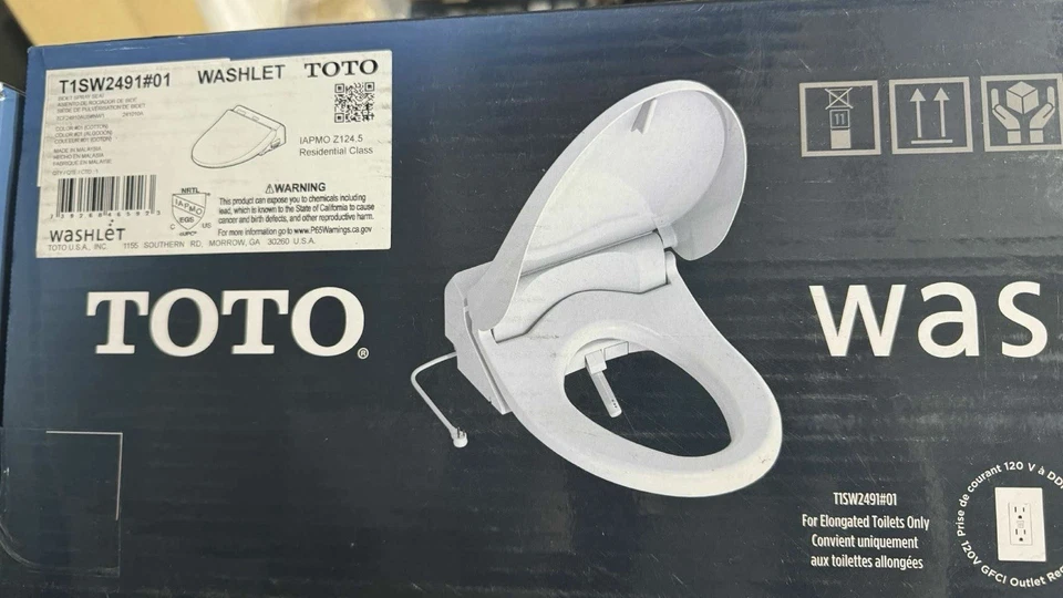 Asiento bidé alargado lavabo TOTO T1SW2491#01 con tapa de cierre suave nueva caja abierta Foto 3 de 3