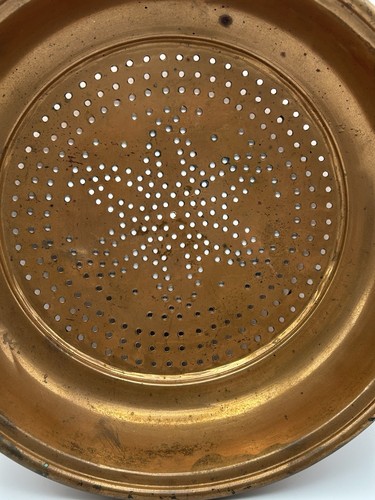 Antikes Kupfer Küchensieb / Sieb mit Stern Blume Design 10" mit Ring - Bild 8 von 14