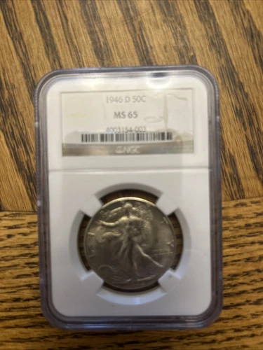 1946-D WALKING LIBERTY HALF DOLLAR NGC MS65