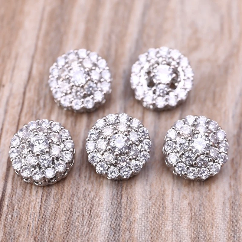 5Pcs 12mm Crystal for Rhinestone Flower Round Buttons with Metal Embellishm - Image 2 of 4
