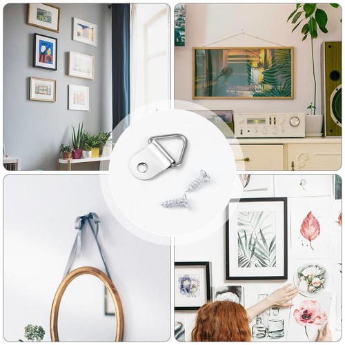 100Pcs D Rings Frame Hooks for Picture Hanging with Screws for Hard Walls New - Picture 2 of 7