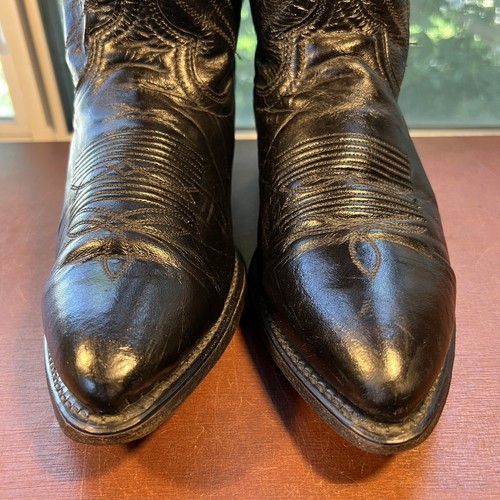 VTG Acme Men’s Size 10.5D Black Leather Cowboy Western Boots Style 6105 USA Made - Picture 4 of 24