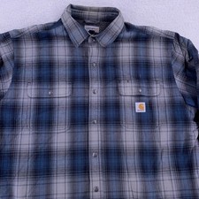 Carhartt Sherpa Lined Flannel Work Shirt Jacket Mens 2XL Tall Plaid Heavyweight