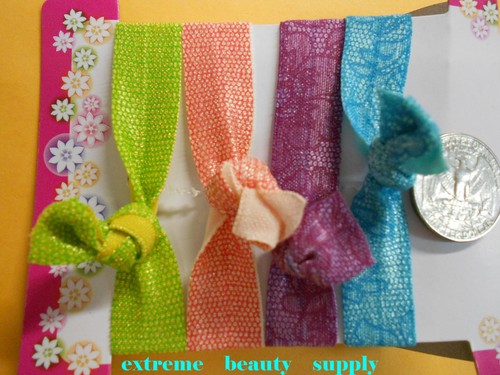 knot tug pink blue  Elastic bracelet PONY TAIL HOLDERS Scrunchies hair ties band - Picture 5 of 12