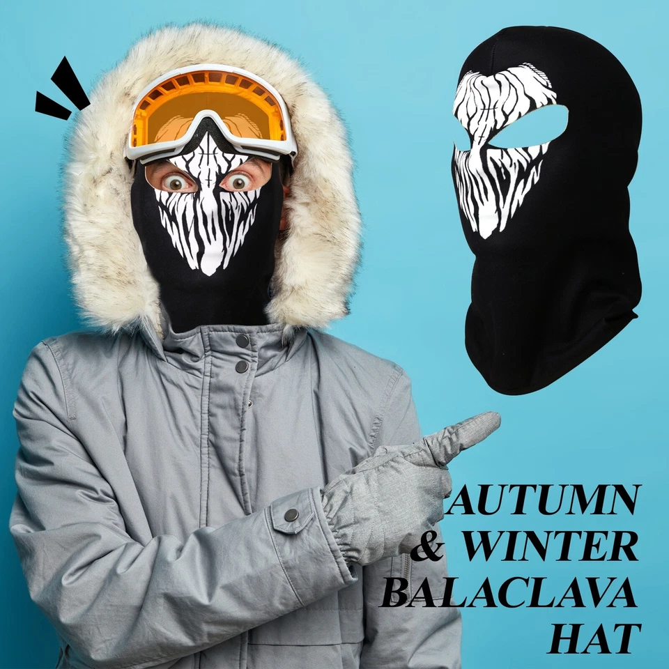 Mens Autumn Winter Balaclava Mask Warm Ski Face Mask Outdoor Skeleton Helmet Hat - Image 3 of 4