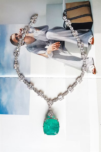 39ct Cushion Simulated Green Tourmaline/CZ Tennis Necklace 14K White Gold Plated - Picture 2 of 6